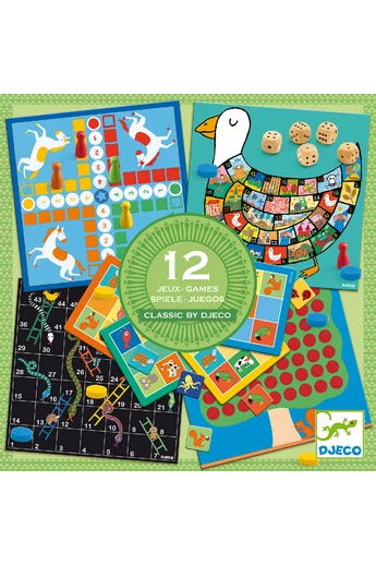 Djeco - Társasjáték klasszikus - Társasjáték készlet 4+, 12 játék - Classic box 4+  Djeco - Társasjáték klasszikus - Társasjáték készlet 4+, 12 játék - Classic box 4+