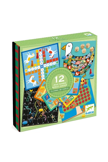 Djeco - Társasjáték klasszikus - Társasjáték készlet 4+, 12 játék - Classic box 4+  Djeco - Társasjáték klasszikus - Társasjáték készlet 4+, 12 játék - Classic box 4+