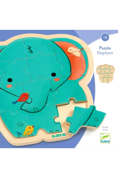 Djeco - Fa puzzle - Elefánt, 14 db-os - Puzzlo Elephant
