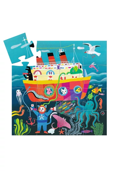 Djeco -Formadobozos puzzle - Hajóút, 16 db-os - The friends’ cruise