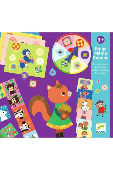 Djeco -Társasjáték - Kis barátok bingo, memória, dominó - Little friends