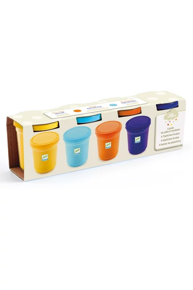 Djeco Gyurma - Pillegyurma - 4 tubs of play dough, Plain flour